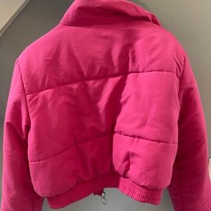 Forever 21 Crop Jacket Hot Pink with Silver Hardware Size Medium